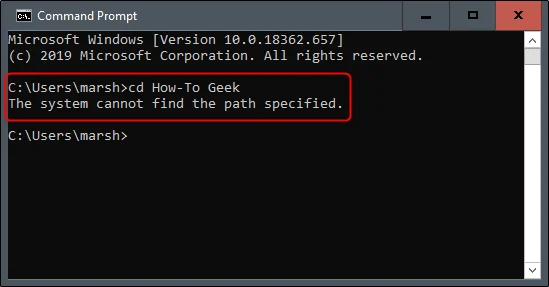 Bagaimana untuk menukar folder dalam Command Prompt pada Windows 10