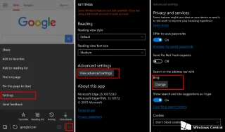Windows 10 Mobile için Edge tarayıcısının varsayılan arama motorunu değiştirme