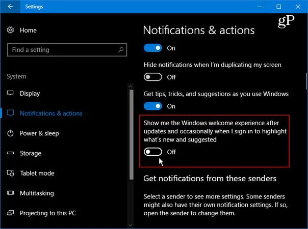 Güncellemeden sonra Windows 10 Hoş Geldiniz ekranını devre dışı bırakma talimatları
