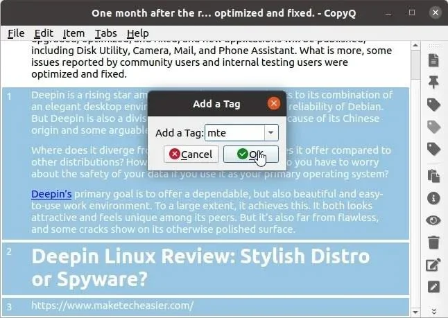 Bagaimana untuk mempercepatkan papan keratan dengan CopyQ