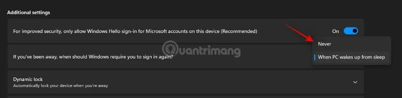 Wachtwoordverzoek uitschakelen na de slaapstand op Windows 11