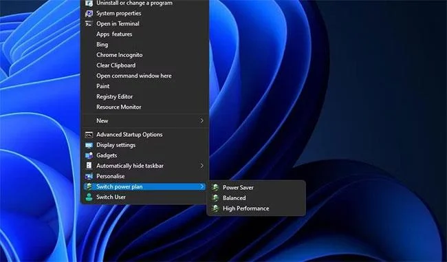 Windows 10/11'de içerik menüsüne Güç Planını Değiştir nasıl eklenir