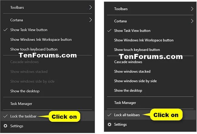 Comment verrouiller/déverrouiller la barre des tâches dans Windows 10