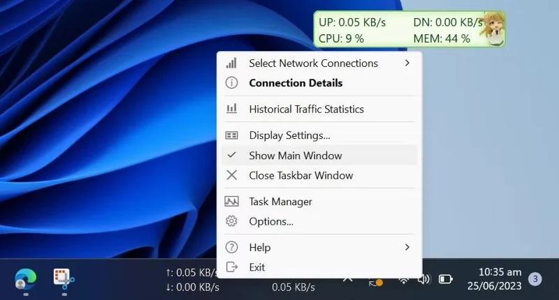 Bagaimana untuk memaparkan kelajuan Internet pada Bar Tugas Windows