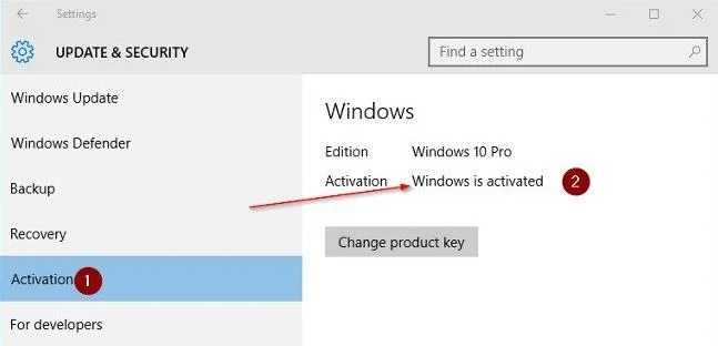 ตรวจสอบสถานะการเปิดใช้งาน Windows 10