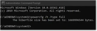 Bagaimana untuk menentukan jenis Hiberfile sebagai Penuh atau Dikurangkan dalam Windows 10