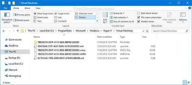 Bagaimana untuk menukar direktori lalai untuk menyimpan mesin maya Hyper-V dalam Windows 10
