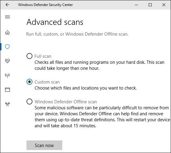 Arahan untuk menggunakan Windows Defender