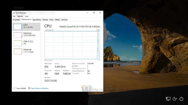 Диспетчер задач на экране входа в Windows 10