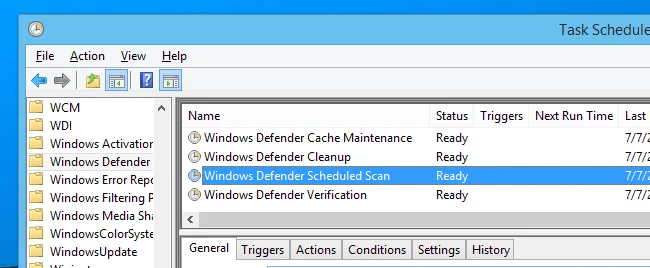 Bagaimana untuk menjadualkan imbasan automatik untuk Windows Defender pada Windows 8