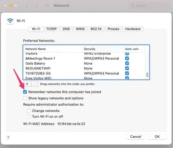 Bagaimana untuk melupakan/memadam rangkaian WiFi pada Mac