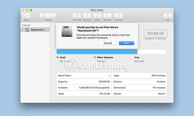 Baiki pemacu keras Mac dengan ciri Pertolongan Cemas Utiliti Cakera