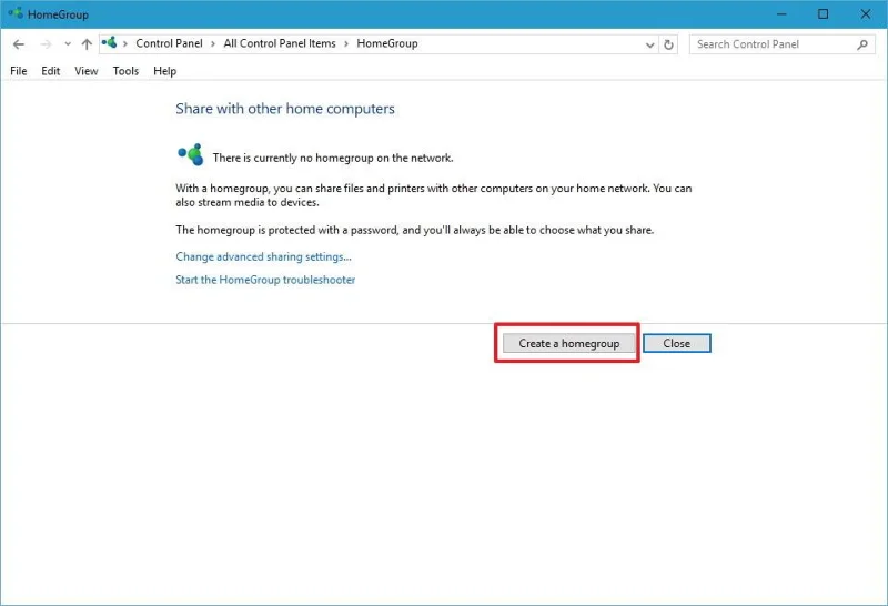 Istruzioni per la configurazione e la gestione del Gruppo Home su Windows 10