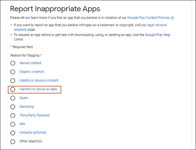 Cara melaporkan apl Android yang mencurigakan