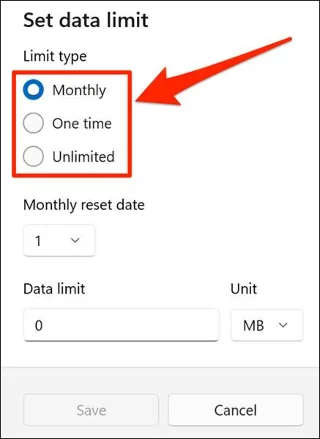 Comment définir les limites d'utilisation des données Internet dans Windows 11