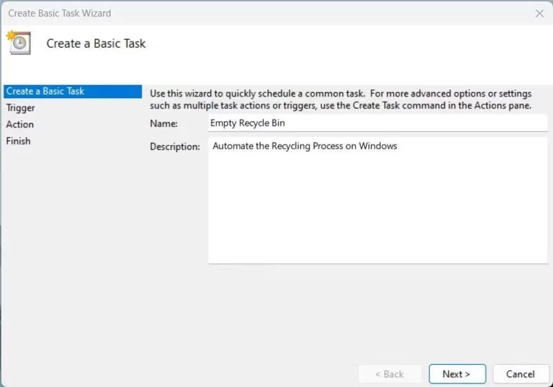 Kosongkan Tong Kitar Semula secara automatik pada Windows