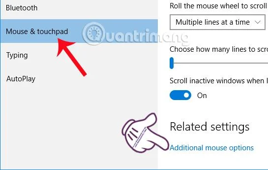 Arahan untuk menukar arah tatal Pad Sentuh Windows 10