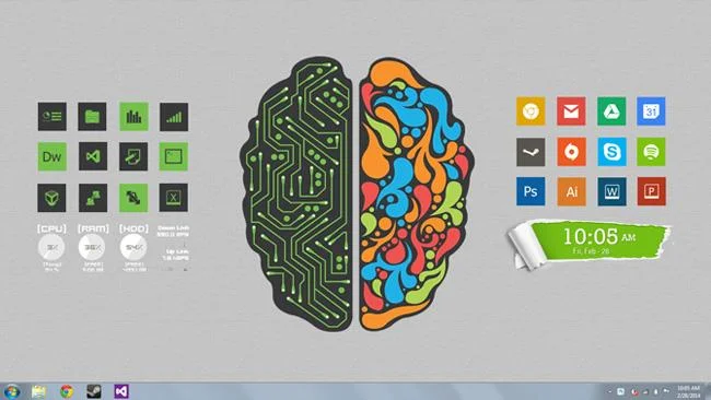 3 langkah untuk mengatur skrin desktop anda dengan Rainmeter