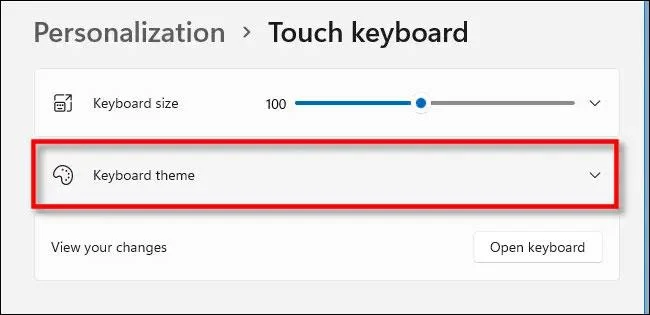 Designauswahl für die virtuelle Tastatur in Windows 11