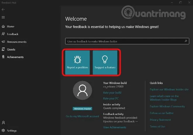 Hoe u Windows 11-fouten kunt melden en Windows 11-functies kunt voorstellen voor Insider Preview-gebruikers