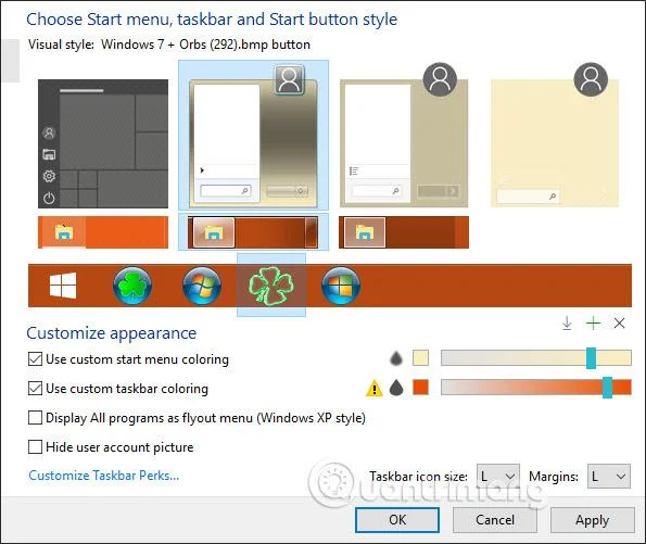 Bagaimana untuk menukar butang Mula pada Windows 10