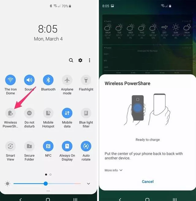 Cara mengecas peranti lain secara wayarles pada Samsung Galaxy S10