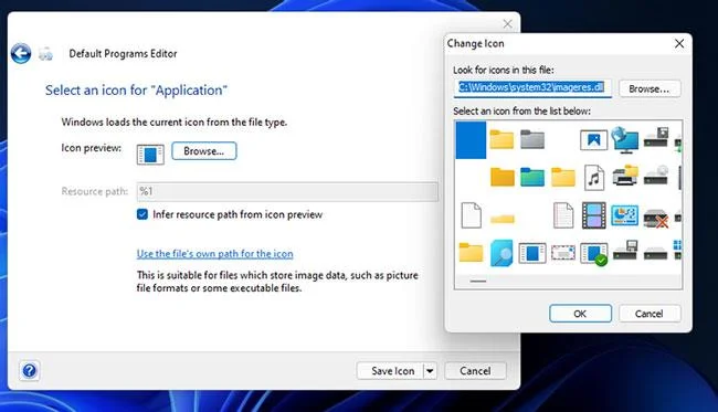 Bagaimana untuk menukar ikon untuk format fail tertentu dalam Windows