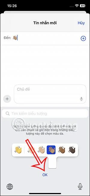 Arahan untuk menukar warna emoji pada iPhone