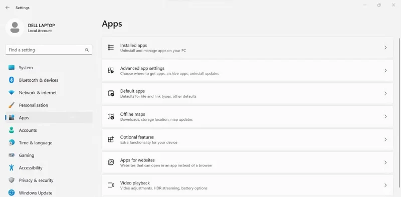 Accesso alle impostazioni di app di Windows
