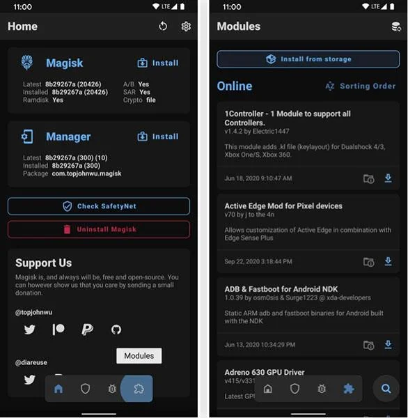 Pasang grid menu 9 panel pada Android 11