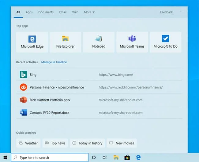 Nouvelles fonctionnalités de Windows 10 20H1 (Mise à jour 2004)