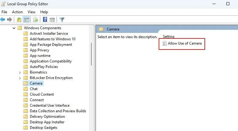 Instructions sur la façon de résoudre les problèmes de l'application Windows Camera