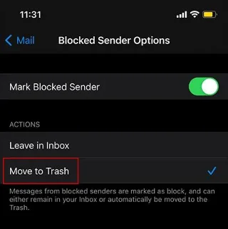 Bagaimana untuk menyediakan pemadaman automatik e-mel daripada penghantar yang disekat pada iPhone