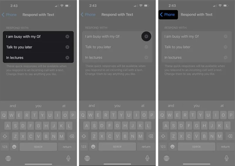 Cara cepat mengedit respons panggilan pada iPhone