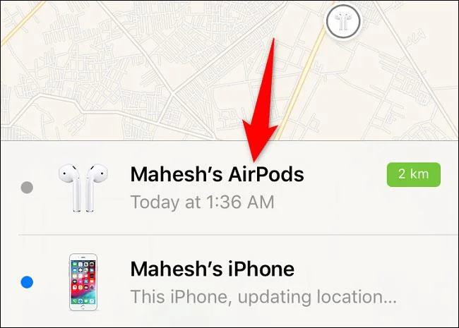 Cara menambah Apple AirPods pada apl Cari Saya pada iPhone