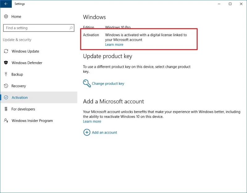 Инструкции по привязке ключа продукта Windows 10 к учетной записи Microsoft