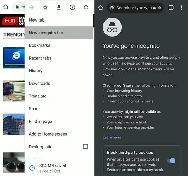 Comment accéder aux applications en mode navigation privée sur Android
