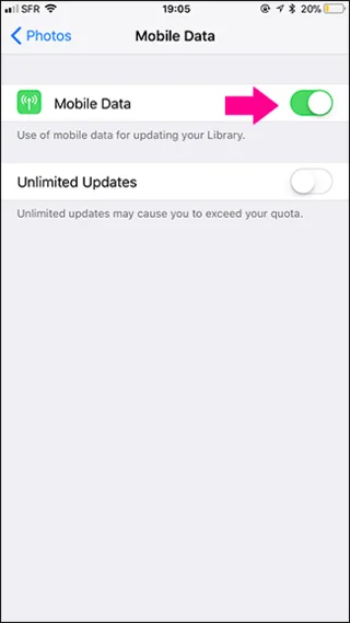 モバイルデータ通信を使用して iCloud 写真の同期をオフにする方法