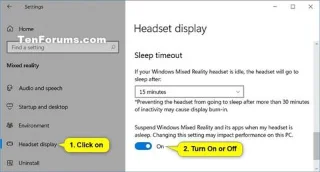 Comment activer/désactiver la fonctionnalité Suspendre la réalité mixte et ses applications lorsque le casque est en veille dans Windows 10