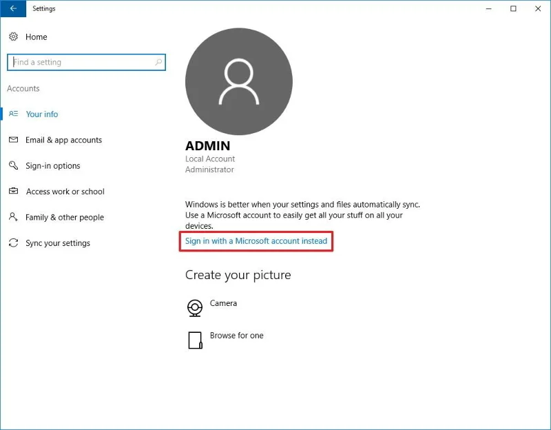 Инструкции по привязке ключа продукта Windows 10 к учетной записи Microsoft