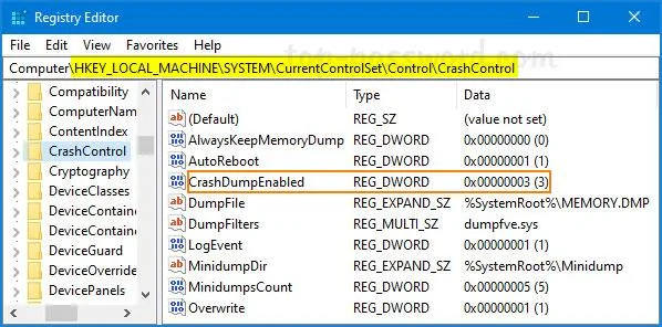 3 cara konfigurasi untuk mencipta BSOD crash dump pada Windows
