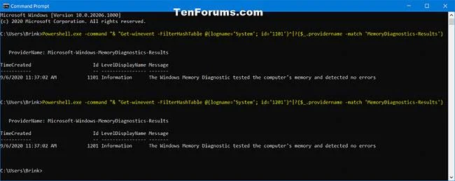 Cara membaca hasil Alat Diagnostik Memori dalam Pemapar Acara pada Windows 10