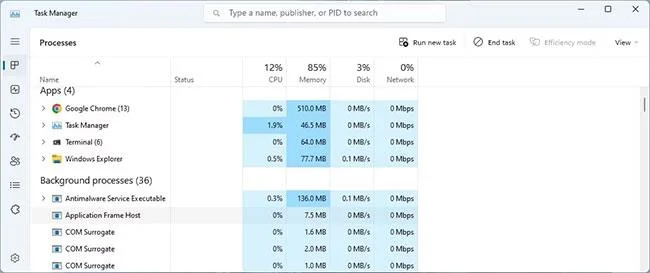 Hoe u het zoekvak in Taakbeheer Windows 11 activeert