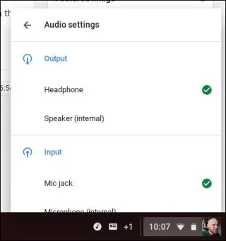 Audio-Bedienfeld auf Chromebook