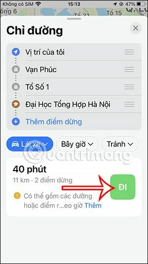 Arahan untuk menambah perhentian pada Peta Apple