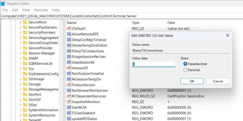 ปิดการใช้งาน Remote Desktop ผ่าน Registry Editor