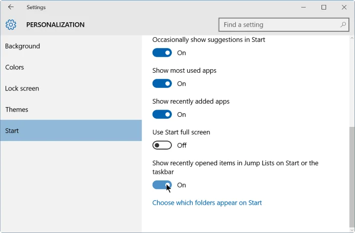 Windows 10 でジャンプ リストの履歴を削除する手順