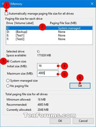 Bagaimana untuk mengurus memori maya Pagefile dalam Windows 10