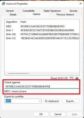 Cara mengesahkan jumlah semak MD5, SHA-1 dan SHA-256 dalam Windows
