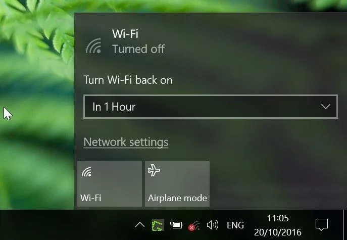 Tetapkan pemasa untuk menghidupkan Wifi secara automatik selepas 1 jam, 4 jam atau 1 hari pada Windows 10